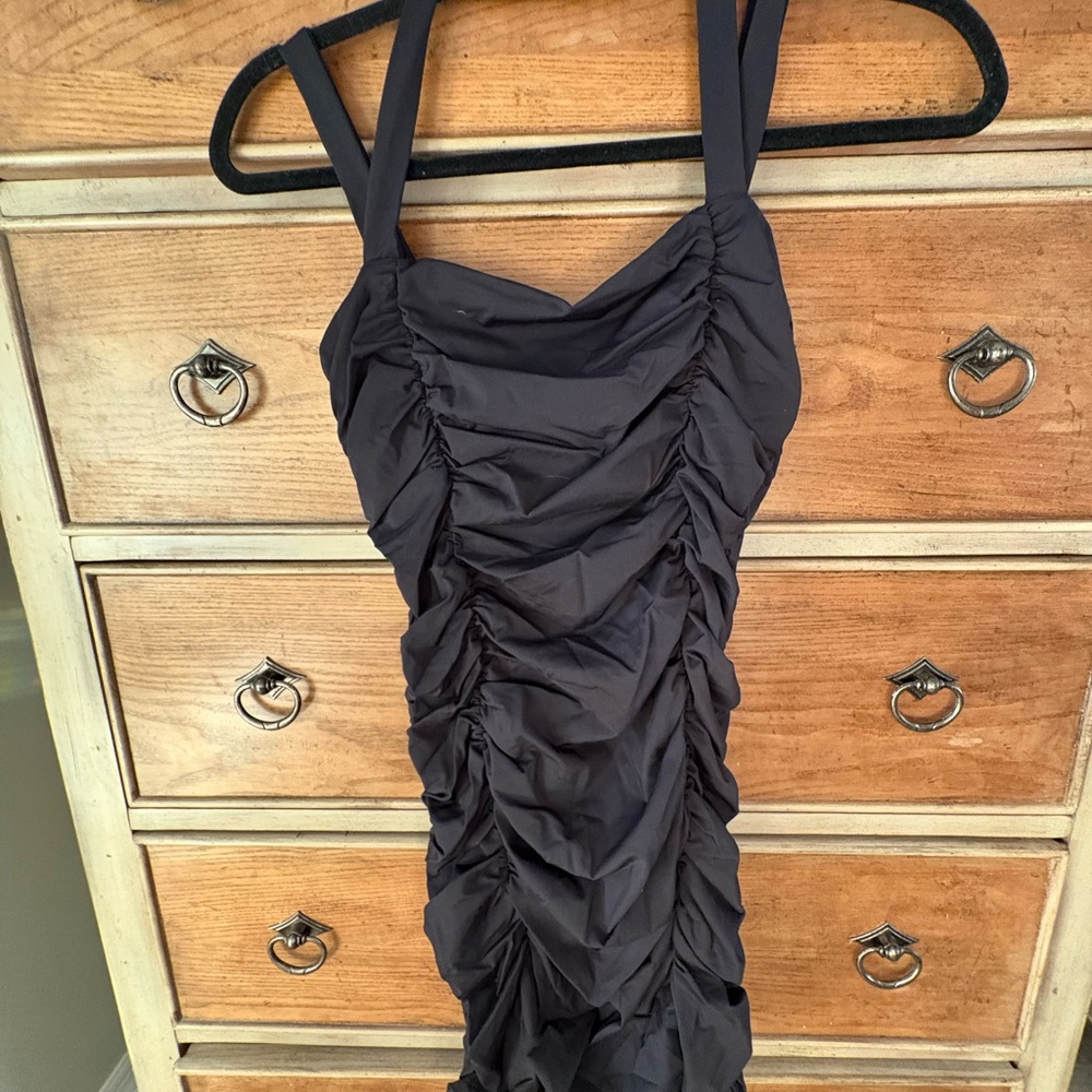 Forever 21 Black Ruched Mini Dress